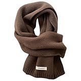 Generisch Winterschal Wollschal Weiche Warm Strickschal - 100% Wolle - Herbst Winter Einfarbig Gestrickter Schal Vielseitiger Kaschmir-Halsschal für Damen Herren, 160 x 20 cm (Dunkelbraun)