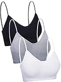 Boao 3 Stück V Ausschnitt Tube Top BH Nahtlos Gepolstert Camisole Bandeau Sport-BH Schlaf-BH mit elastischen Trägern - mehrfarbig - S/M