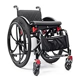 Sportrollstühle,Superleichter Rollstuhl mit Aluminiumrahmen,15.2 kg,Schnellverschluss, manuelle Bremse, Aufbewahrungstasche,Transportrollstühle,Rollstühle mit Selbstantrieb(Seat width 44cm/17.3in,B)
