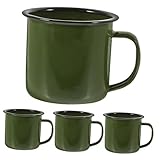 Garneck 4 Stück Emaille-Becher Kaffeebecher Emaillebecher aus Zinn emaille tassen Servierbecher Bierbecher die chinesen the office Espresso Espressotasse Teetasse Becher trinken