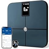 Body Smart Waage – Genaue WLAN- & Bluetooth-Badwaage für Körpergewicht, Fettanteil, BMI, Muskelmasse, Babygewicht – wiederaufladbar, TFT-LCD-Display, 25+ Metriken, 180 kg Kapazität (schwarz)