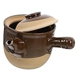 CIYODO Keramischer Medizintopf Traditioneller Chinesischer Kochtopf für Tee und Suppe für Gasherd und Elektroherd mit Rutschfestem Retro Griff Multifunktional