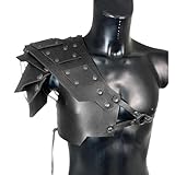 MDFCZXP Mittelalter Krieger Leder Schulter Leder Schulter Schulter Rüstung Krieger Wikinger Rüstung,Schwarz,30cm
