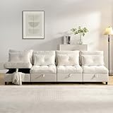 Kelodan 4-Sitzer modulares trennbares Sofaset:Frei kombinierbar+Stauraum unter Allen Sitzkissen+Schlaffunktion+Chenille-Bezug,Freie Raumgestaltung mit Wohnzimmer-Sofabett-Kombinatio