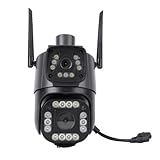Pongnas Sicherheits Kamera Outdoor, Dual Lens Wireless-Kamera Außerhalb der Indoor-Überwachungs Kamera mit Zwei-Wege-Gespräch, KI-Tracking, Bewegungs Erkennung, 24/7 Aufzeichnung für zu