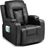 COMHOMA Relaxsessel Fernsehsessel mit Liegefunktion und Fußstütze, Dicke Rückenlehne und Armlehnen, mit Wippfunktion, 360°drehbar ergonomische Ganzkörperunterstützung, Schwarz