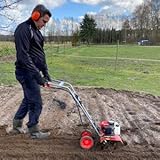 HECHT Benzin Gartenhacke Effektive Bodenbearbeitung mit 25 cm Arbeitsbreite – 2-Takt Motor – 16 Harte Messer – Motorhacke – Bodenfräse – Bodenhacke – Kultivator – zum Garten umgraben und lockern