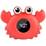 Digitales Badewannenthermometer Krabbenspielzeug mit LCD-Display, wasserdicht, schwimmender Badtemperaturleser, rot