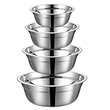 ClcIosis 4 Stück Rührschüssel Edelstahl Salatschüssel Setz(14cm/18cm/20cm/22cm) Edelstahl Schüssel für Salat Rühren Servieren Lagerung, Geeignet für Den Hausgebrauch und Restaurants