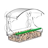Vogelfutterhaus für | Gartendekoration aus transparentem Acryl | Wildfutterhaus mit Saugnapf mit abnehmbarem Tablett | um Wildtiere auf Balkon, Terrasse und Garten anzulocken