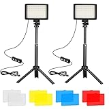 Ci-Fotto LED Video Licht 2-Pack die Fotografie, Dimmbare 5600K USB LED-Videoleuchte Ministativ und Farbfiltern für Fotostudios, Farbfiltern für Kleinwinkelaufnahmen, Videoaufzeichnung, Game-Streaming