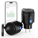 EIGHTREE WLAN Steckdose Outdoor, Zeitschaltuhr Aussenbereich mit Strommessung IP44 Wasserdicht, Smarte Steckdose mit Zeitschaltuhr, Fernbedienung & Sprachsteuerung, Kompatibel mit Alexa & Google Home