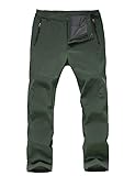 Herren Wanderhose, wasserdichte Softshellhose, Outdoor Hosen, Warm mit Reißverschlusstaschen Herren Wanderhose, wasserdicht, Winddicht, Outdoorhoseo-Green-S#30