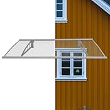 TRUTZHOLM Vordach für Haustür aus Aluminium und Polycarbonat 115 x 80 cm Haustürvordach Pultvordach Türdach Türvordach Haustür Dach