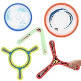 deAO Bumerang, 5-Teiliges Weicher Boomerang Inkl. Leuchtender-Dreifl, Klassische Wurfspiel - Rückkehrspiel, Outdoor Spielzeug, Geschenke für Kinder 6 7 8 Erwachsene Anfänger, Farbig