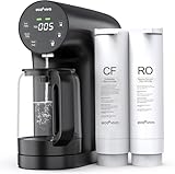 Ecoviva Auftisch Osmoseanlage, Trinkwasser Umkehrosmoseanlage mit 5-stufige Filtration, Echtzeit-TDS-Monitor, 3:1 Rein zu Abfluss, Mobil Umkehrosmose Wasserfilter Null-Installation WP-RO-200G Schwarz