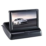 MAJORMENCH Klappbarer Auto Monitor mit Hochauflösendem Display Rückfahrkamera Stabile Halterung Einfache DIY Installation Geeignet für Auto LKW Wohnmobil und Kleinbus