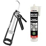 TECPO High Tack Montagekleber, 1x 455g zum Kleben, Dichten und Montieren Baukleber für Innen-und Außenbereich mit Skelett-Kartuschenpresse