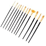 Sewroro 12 Stück Teiliges Aquarellpinsel Set Professionelle Nylonhaar Pinsel Verschiedene Formen Leichtes Malpinsel Set für Studenten Künstler Malerei Zubehör Schwarz Zufällige Farbe