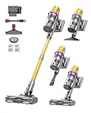 Huhuba H9 Akku Staubsauger 58000Pa/650W/80Min, Staubsauger Kabellos mit LED-Touchscreen, Selbststehender Akkustaubsauger, Upgrade Anti-Tangle Bodenbürste für Tierhaare/Teppiche/Hartböden, Goldfarben