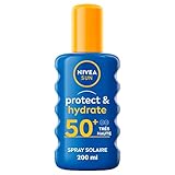 NIVEA Sun Protect & Hydrate Sonnenspray LSF 50+ 200 ml – wasserfeste Sonnencreme – schützt und spendet Feuchtigkeit – hoher Schutz für Gesicht und Körper