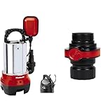 Einhell Schmutzwasserpumpe GC-DP 6315 N (630W, Ø15 mm Fremdkörper, 17.000 L/h Förderleistung, Schwimmerschalter, Tragegriff, integrierte Kabelaufwicklung, inkl. Schnellverbinder)