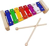 Erinnmy Xylophon Glockenspiel Holz,Kinder Xylophon Bunt Xylophon,Holz Xylophon für Kinder,Holzspielzeug Musikinstrument mit Holzschlägeln für Pädagogische Kinderspielzeug Geburtstags Geschenk