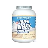 Body Attack 100% Whey Protein - Vanilla, 2,3 kg - Made in Germany - extra cremiges Eiweißpulver mit Hydrolysat und BCAA´s, unterstützt Muskelaufbau und Diäten, für alle Sportler & Athleten