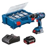 Bosch Professional 18V System Akku Schlagbohrschrauber GSB 18V-28 (inkl. 2.0Ah Akku, 4.0Ah Akku, Ladegerät GAL 18V-20, L-Case Pick&Click mit 100-teiligem Zubehör-Set) - Amazon Exclusive