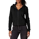 Amazon Essentials Damen Hoodie mit Langem Reißverschluss aus French-Terry-Fleece (Erhältlich in Übergröße), Schwarz, L