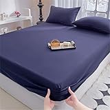 JIANINGHOME Spannbetttuch 180x200 Blau Spannbettlaken Baumwolle mit Einem Gummizug - von Premium Qualität/Spannbetttuch Jersey mit Schönen Farben