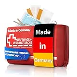 BigDean Verbandskasten MADE IN GERMANY in rot – Verbandstasche nach DIN 13164:2022 - Erste Hilfe Set für das Auto europaweit einsetzbar – KFZ Verbandskasten 2025