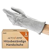 Ansell ActivArmr 42-474, Hitzeschutz Handschuh, Industrielle hitzebeständige Handschuhe, Arbeitshandschuhe mit Filz -Futter und Stulpen, Professionelle Schutz-Handschuhe, 1 Paar, Gr. XL