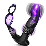 Analvibratoren für Mann Prostata Stimulation Männer, Anti-Rutsch-Design Anal Plug mit Dual Cock Rings 7 Vibrationen Fingermodi, Silikon Fernbedienung Vibratorensets Sex Spielzeug für die Männer Paare