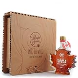 MapleFarm - Reiner kanadischer Ahornsirup der Güteklasse A, mit kräftigem Geschmack - Blattflasche 250 ml - Geschenkbox - Pure maple syrup - Ahornsaft