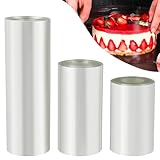 Sudnsadaks 3 Rolle Tortenrandfolie Wiederverwendbar, Tortenfolie Transparent 8cm/10cm/15cm Hoch *10m, Acetat Folie Kuchen, Torten Folienrand, Plastikfolie Tortenfolien für Tortendeko Schokolade Mousse