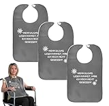 LANZLC Lätzchen für Erwachsene, 3 Stück Latz für Erwachsene Mehrweg Waschbar, Lustig Schlabberlatz für Senioren mit Klettverschluss, “WENN DU DAS LESEN KANNST, HABE ICH NOCH NICHT GEGESSEN”