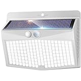 nipify Solarlampen für Außen mit Bewegungsmelder, 3 Modi Solarleuchten Beleuchtung IP65 Wasserdichte, 168 LED Superhelle Solar Lampe Aussen für Garten Hof Weißer Rahmen