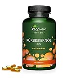 BIO Kürbiskernöl Kapseln | PREMIUM: Bio-Kürbiskernöl kaltgepresst | KEINE Gelatine | 45% Linolsäure (Omega 6) | Laborgeprüft | Vegan - Ohne Zusatzstoffe | Deutsche Produktion von Vegavero®