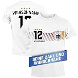 MoonWorks® Herren T-Shirt Deutschland Trikot EM 2024 Fußball personalisiert Fanshirt Deutschlandshirt weiß M