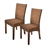 Dynamic24 2er Set Esszimmerstuhl Bali II braun Rattan Korbstuhl Küchenstuhl Esszimmer Küche Stuhl Stühle Rattanstuhl - 2 Stück