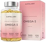 Omega 3 Kapseln Hochdosiert 2000mg Omega 3 Öl 1000mg EPA + 500mg DHA pro Tagesdosis (2 Premium Omega 3 Fischöl Kapseln) - Omega-3-Fettsäuren Kapseln - 120 Kapseln Fischöl Omega 3 Hochdosiert 60 Tage
