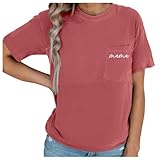 Generisch Schwangerschaftshose Stoffhose Bequeme Stillshirts für Frauen, Mama-Reißverschluss, Stilloberteile, Used-Look, Schwangerschaftskleidung mit Tasche Pulli Damen 44 (Brick Red, S)
