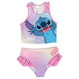 United Labels Disney Lilo & Stitch Tankini für Mädchen mit Rüschen, Lila Rosa, 122/128, Zweiteiliger Badeanzug, Bademode Kinder