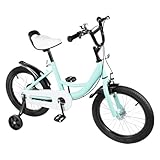 LKHDONG 16 Zoll Kinderfahrrad, Kinderrad für ab 5-8 Jahre, Kinder Fahrrad Mädchen Jungen, Fahrrad Kinder Höhenverstellbares, Tretfahrrad mit Stützräder Vorderen und Hinteren Bremsen (Grün)