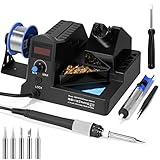 Lötstation,SREMTCH 100W Lötkolben Set,180°C- 480°C Einstellbare Temperatur Soldering Station Mit LED-Anzeige,Entlötpumpe,5 Zusätzliche Lötspitzen,Bleifreies Lot,für Reparaturen Lötstationen Set