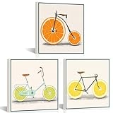 AoArtWZ Leinwandbild mit buntem Zitronen-Fahrrad mit orangefarbener Frucht, für Restaurant, Zuhause, Esszimmer, Wanddekoration