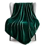 Exclusivo Mezcla Kuscheldecke Fleece Decke für Couch, Superweiche und Warme Sofadecke Wohndecke für Ganzjahreszeit, Plüsch und Leicht, 130 x 170 cm, Dunkelgrün