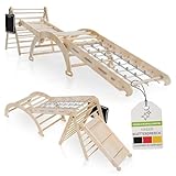 Juskys Kletterdreieck Movario Groß - Indoor Klettergerüst mit Rutsche & Kletterbogen - Dreieck Kinderzimmer & Kleinkind Spielplatz Klettern