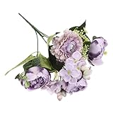 DECOMELODY Künstlicher Hortensienstrauß mit Köpfen Gefälschtes Beeren und Pfingstrosenbouquet Langlebige Dekoration ohne Pflegeaufwand Natürlicher Look für Fotografie Zuhause